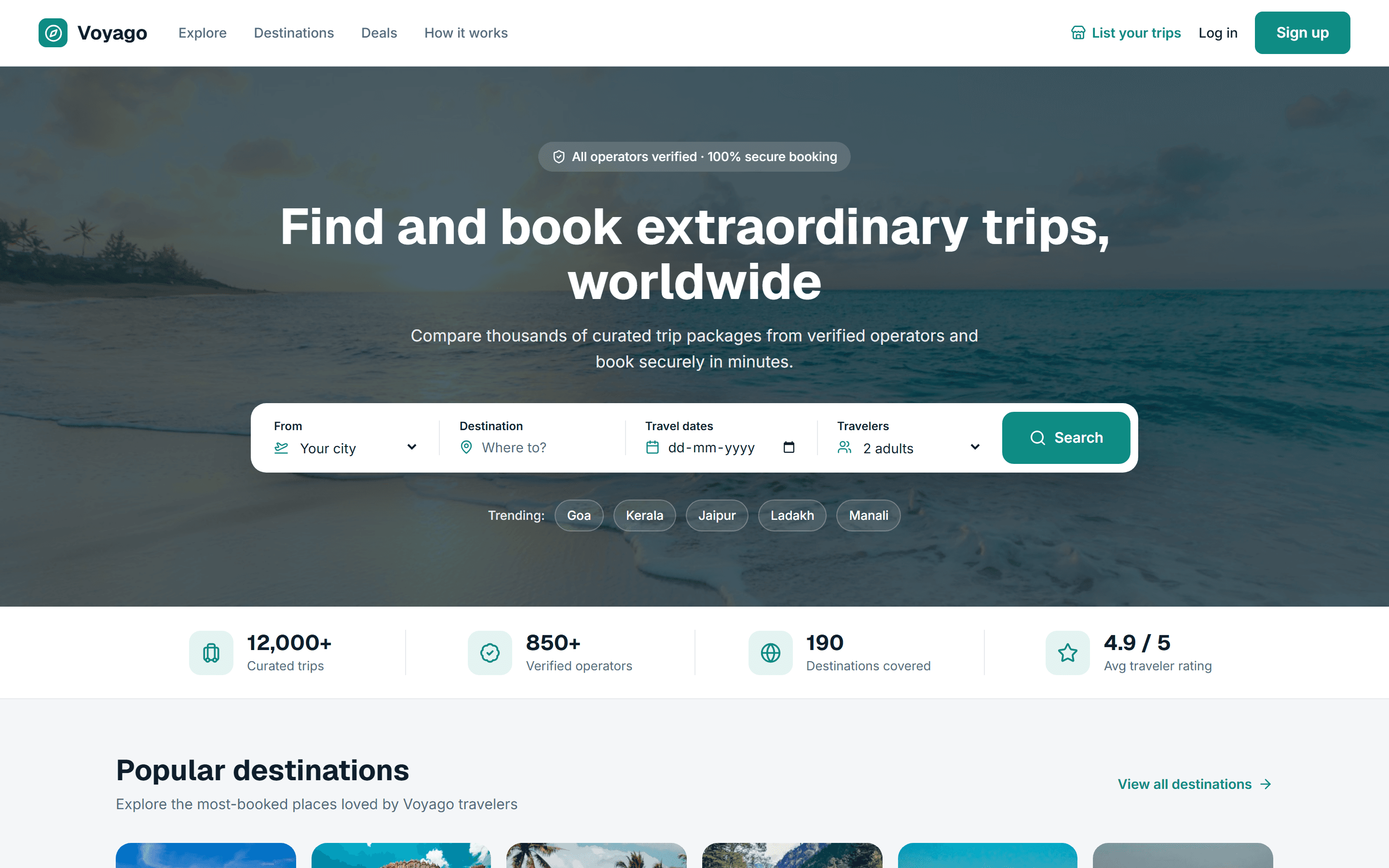 Voyago — screenshot of the live site